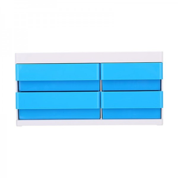 ORGANISATEUR DE BUREAU 3 COMPARTIMENTS AVEC 4 TIROIRS BLANC/BLEU -EZ25030