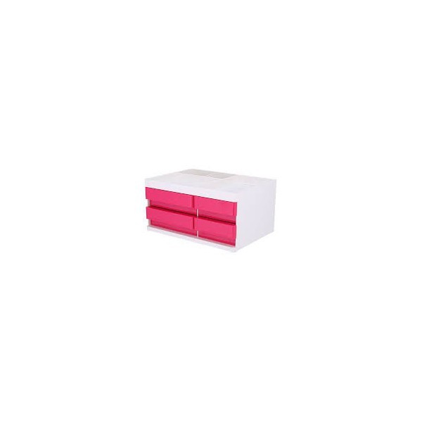 ORGANISATEUR DE BUREAU 3 COMPARTIMENTS AVEC 4 TIROIRS BLANC/MAGENTA -EZ25040