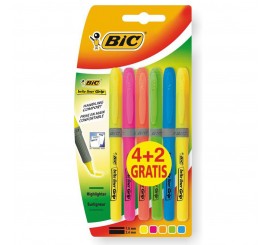 POCHETTE DE 4 SURLIGNEURS BIC BRITE LINER COULEURS ASSORTIES +2 GRATUIT