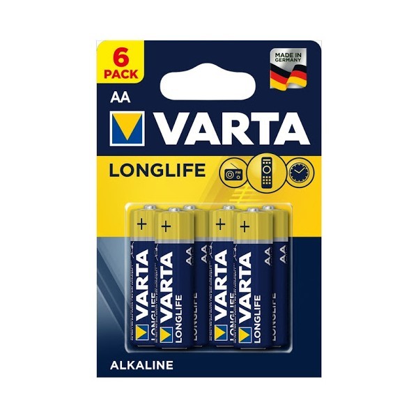 6X PILES AA VARTA LONGLIFE LR06 1.5V - 0836