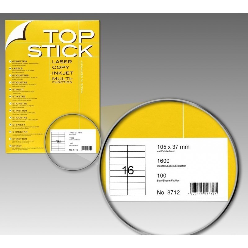 ETIQUETTE BLANCHE A4/16 TOP STICK