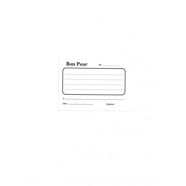 CARNET BON POUR SIMPLE 100F