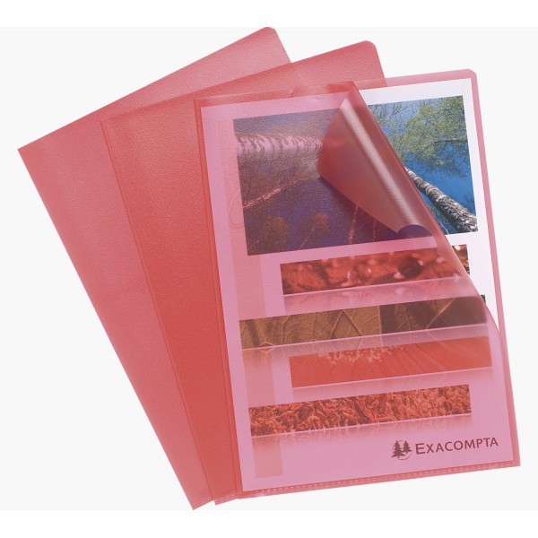 LOT DE 10 CHEMISES A COIN EXACOMPTA A4 PP GRAINEE ROUGE