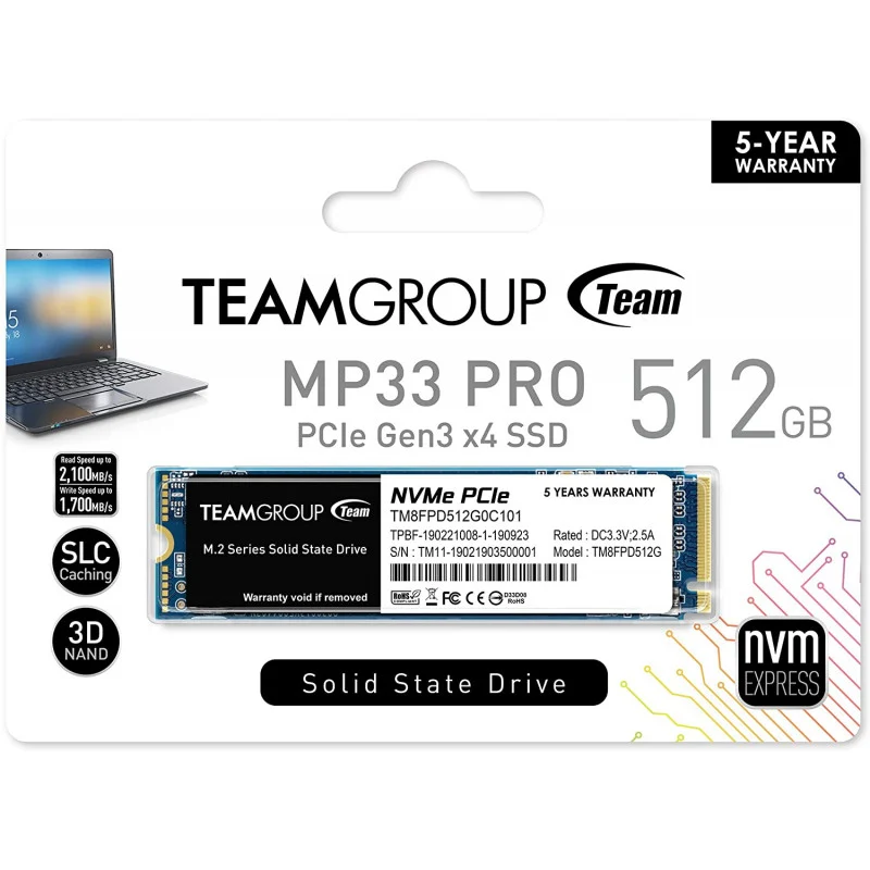 SSD M.2 TeamGroup MP33 Pro 512 Go : Performances Ultra-Rapides pour Votre PC