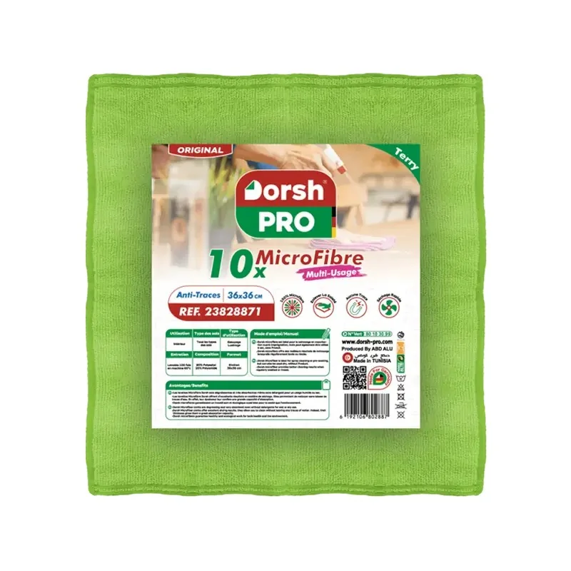 Lavette Microfibre Dorsh Pro 36x36 cm : Nettoyage Efficace et Polyvalent