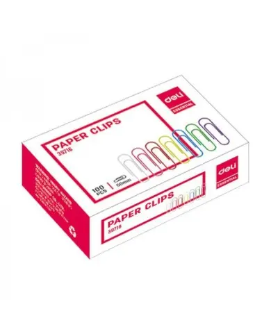 BOITE DE 100 TROMBONES 33MM COULEUR - Deli